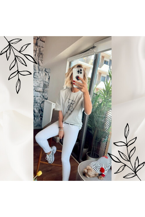 Ayıcık Baskılı New York Yazılı Tişört