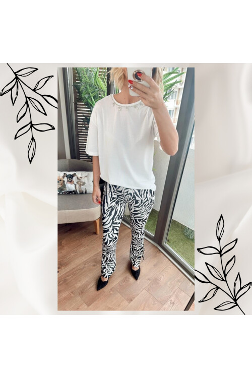 Desenli İspanyol Kesim Pantolon