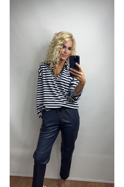 FERMUARLI ÇİZGİLİ LACİVERT