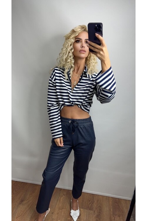 FERMUARLI ÇİZGİLİ LACİVERT