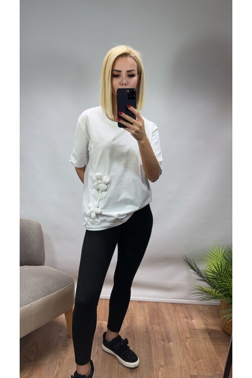 SF007 KABARTMA GÜL TİŞÖRT