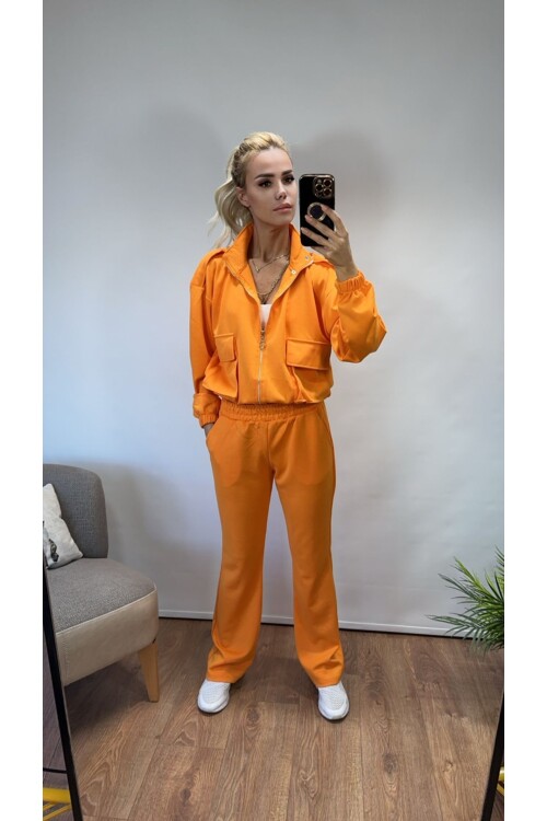 SF034 CEPLİ CROP CEKET TAKIM