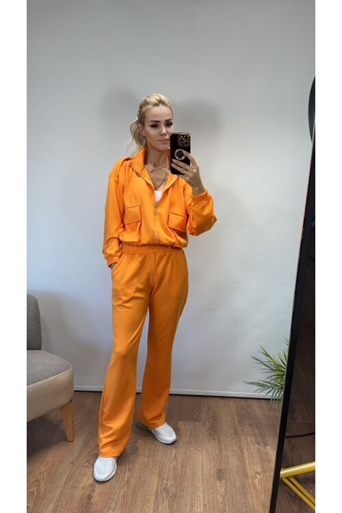 SF034 CEPLİ CROP CEKET TAKIM