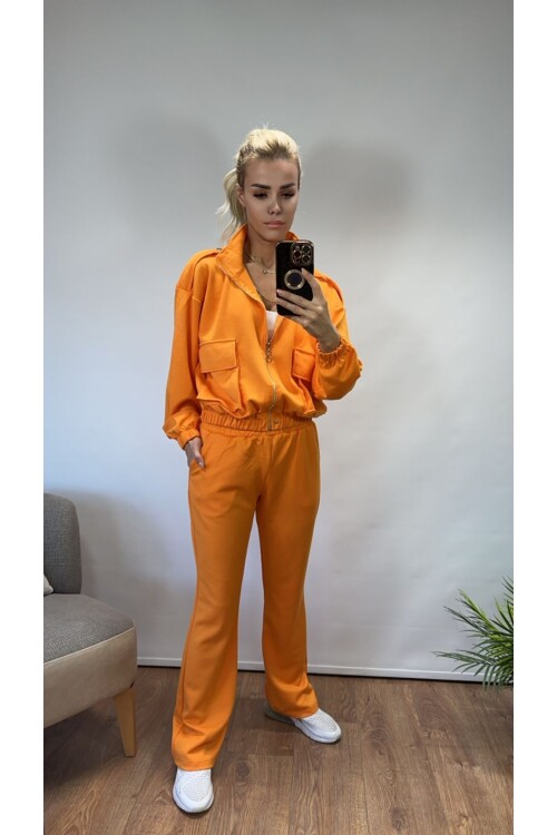 SF034 CEPLİ CROP CEKET TAKIM