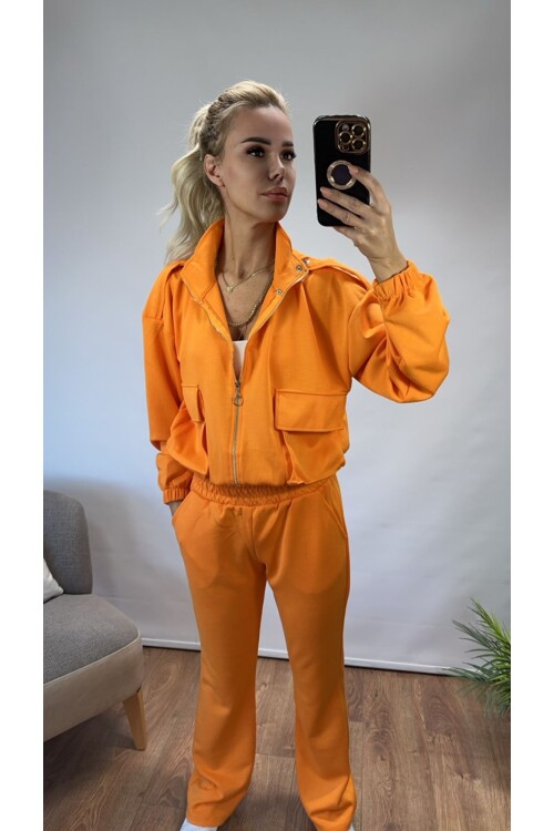 SF034 CEPLİ CROP CEKET TAKIM