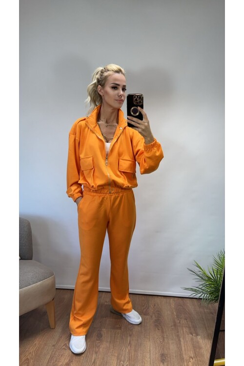 SF034 CEPLİ CROP CEKET TAKIM