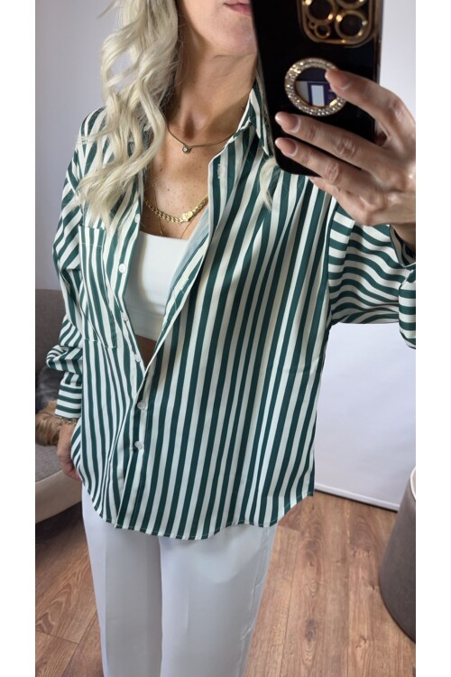 SF041 KALIN ÇİZGİLİ  CEPLİ GÖMLEK