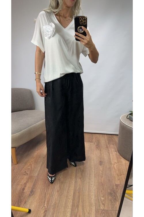 SF054 İPEK KENDİNDEN DESENLİ SATEN PANTOLON