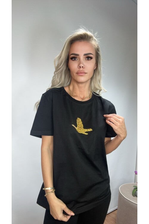 SF057 ALTIN İŞLEMELİ KUŞ BYM TŞÖRT