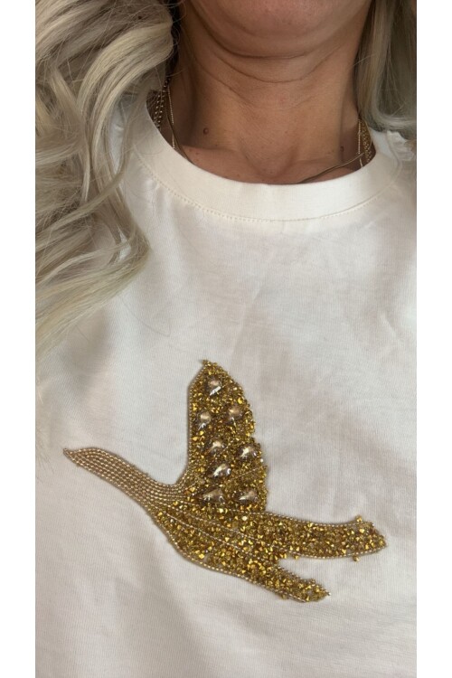 SF057 ALTIN İŞLEMELİ KUŞ BYM TŞÖRT