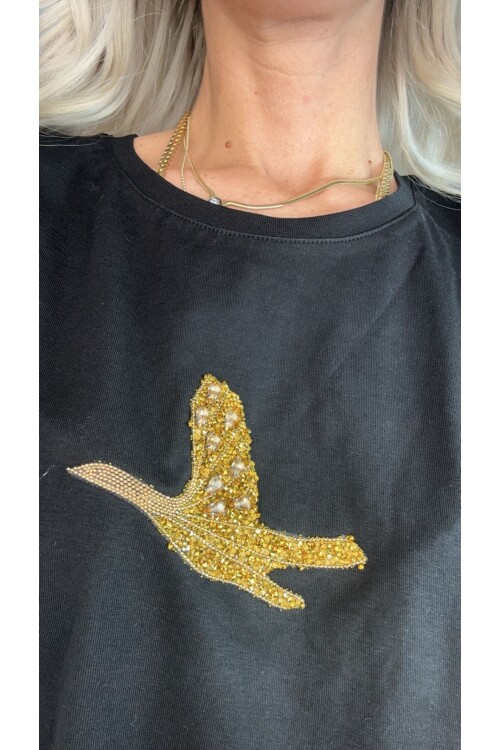 SF057 ALTIN İŞLEMELİ KUŞ BYM TŞÖRT