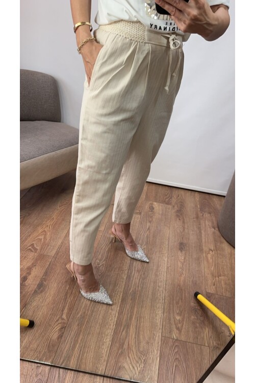 SF066 KETEN BELLİ İPLİ PANTOLON