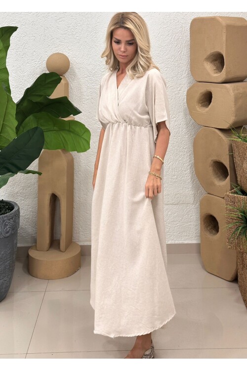 SF073 YIRTMAÇLI KRUVAZEL ELBİSE