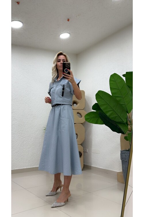 SF081 DERİ DETAYLI TAKIM