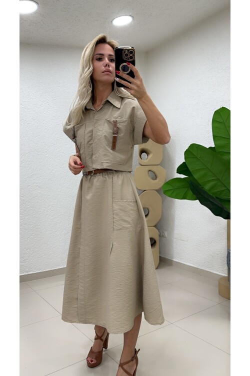 SF081 DERİ DETAYLI TAKIM