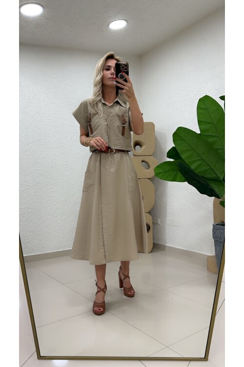 SF081 DERİ DETAYLI TAKIM