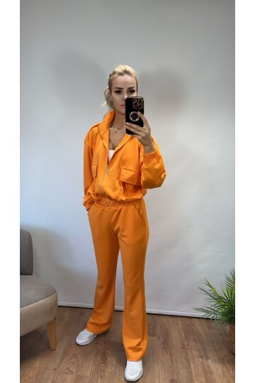 SF034 CEPLİ CROP CEKET TAKIM