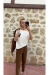SF178 KAHVE SERİTLİ TİŞÖRT